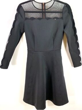 Ted Baker London Kikoh Mesh Panel Skater Dress in Black